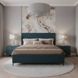 ŁÓŻKO TAPICEROWANE NA NÓŻKACH Z POJEMNIKIEM NA POŚCIEL SENsun 120x200